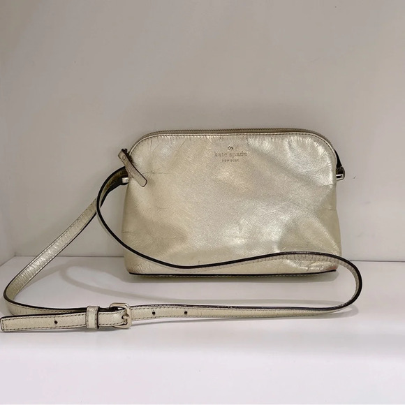 Kate Spade New York Crossbody Bag Gold & Metallic Leather - Picture 1 of 14